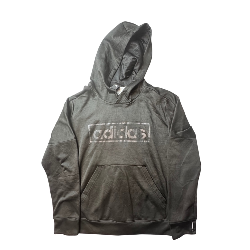 Adidas Hoodie Womens M Black ClimaWarm Box Logo Pullover Sweatshirt CD9566